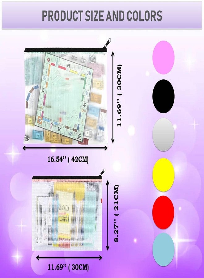 ليفي حقيبة بسحاب من ليفي، حقائب بسحاب كبيرة جدًا، حقائب بسحاب مقاومة للماء للوازم المكتبية، والألغاز، وتخزين ألعاب الطاولة، ومشاريع التطريز المتقاطع - عبوة من 6 قطع (أصفر A3 وA4 (3+3)-6 حقائب) - Image 2